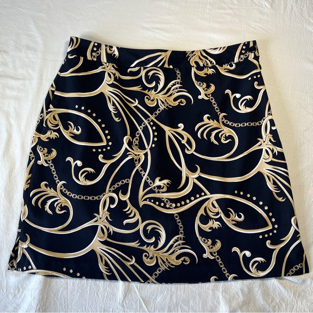 EP Pro Golf Skort Black & Gold Chain Design Women Size 10 Side Hidden Zip